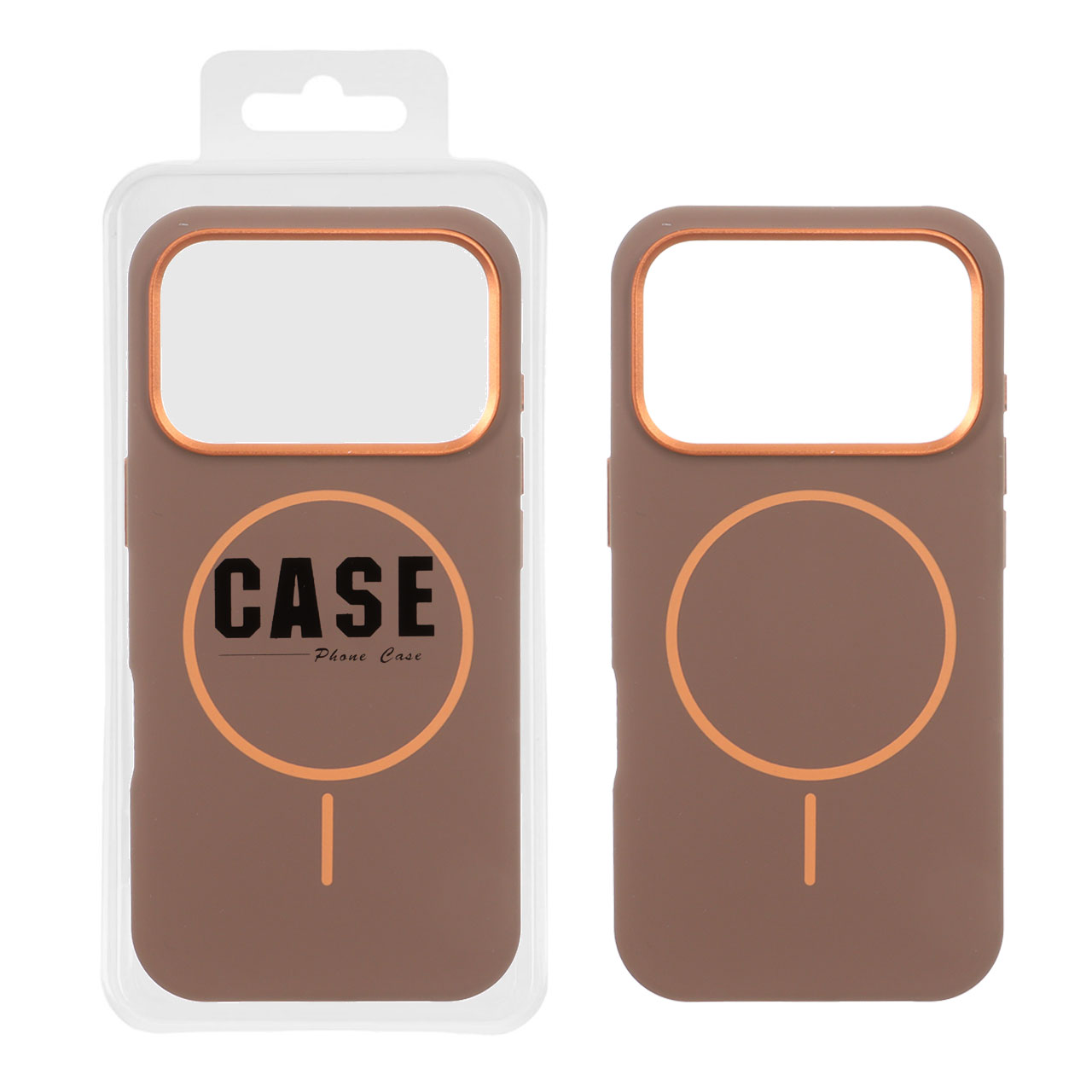 قاب سیلیکونی پاک کنی اورجینال درجه یک MagSafe لنز فلزی Apple iPhone 17 Pro - قهوه ای (پک دار) - MPS