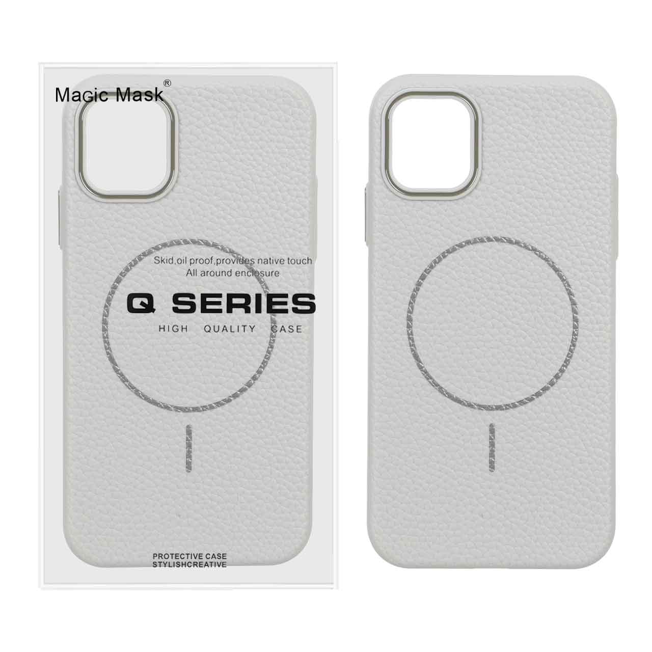 قاب اورجینال Magic Mask طرح چرم Magsafe مدل Apple iPhone 11 - طوسی (پک دار)