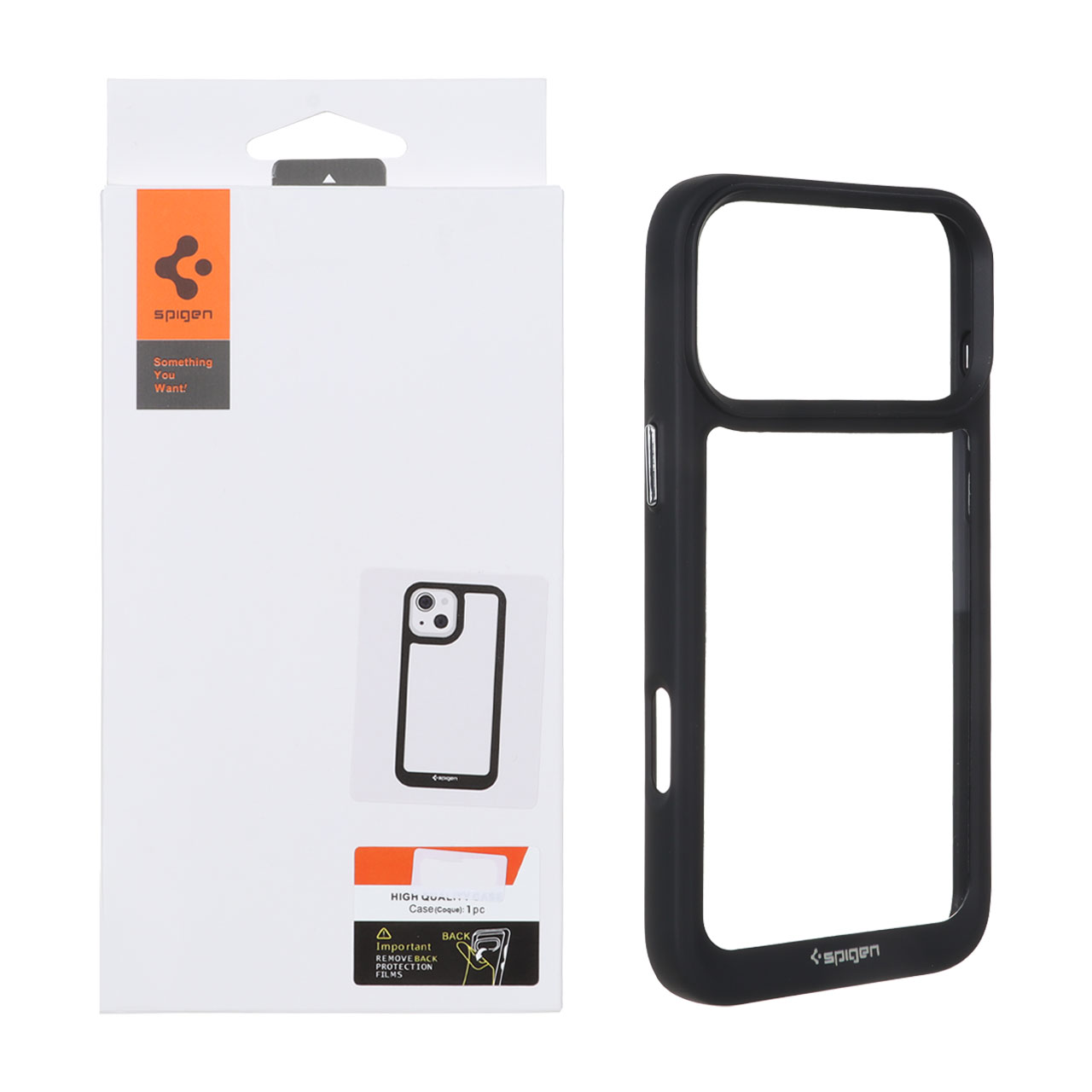 قاب اورجینال Spigen مدل Apple iPhone 17 Pro Max - شفاف مشکی (پک دار)