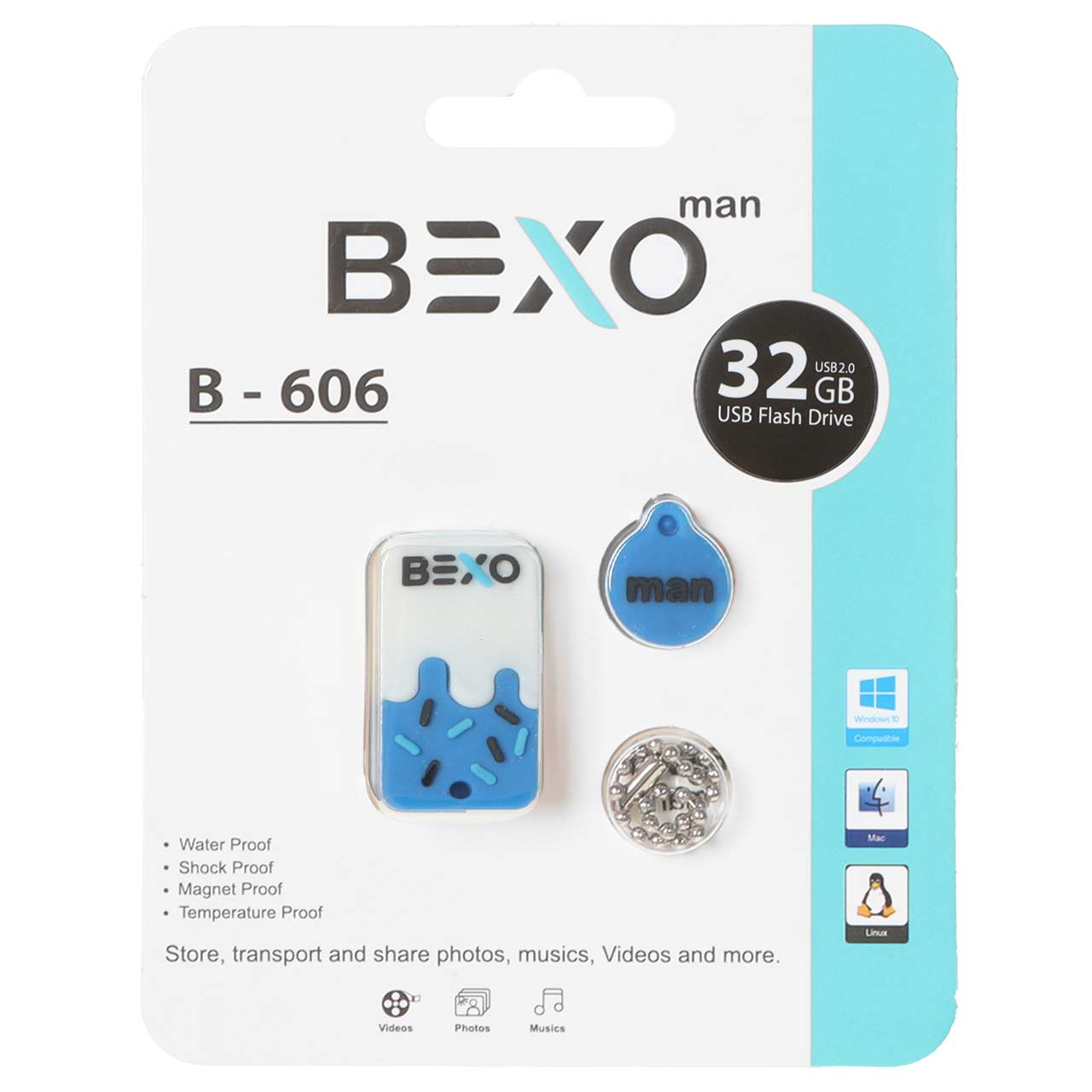 BEXO B-606 USB2.0 Flash Memory-32GB (گارانتی داده پردازی آواتک) آبی کاربنی