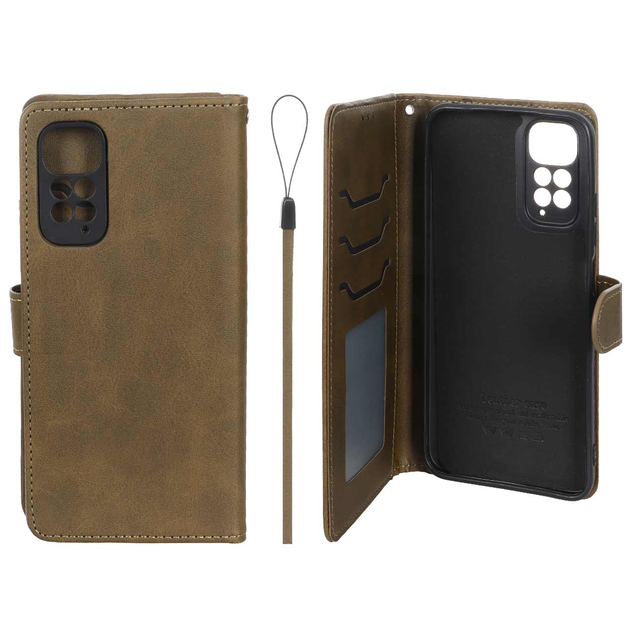 کیف موبایل مگنتی درجه یک داخل خز MNC Plus مدل Xiaomi Redmi Note 11 4G / Redmi Note 11S - سبز زیتونی