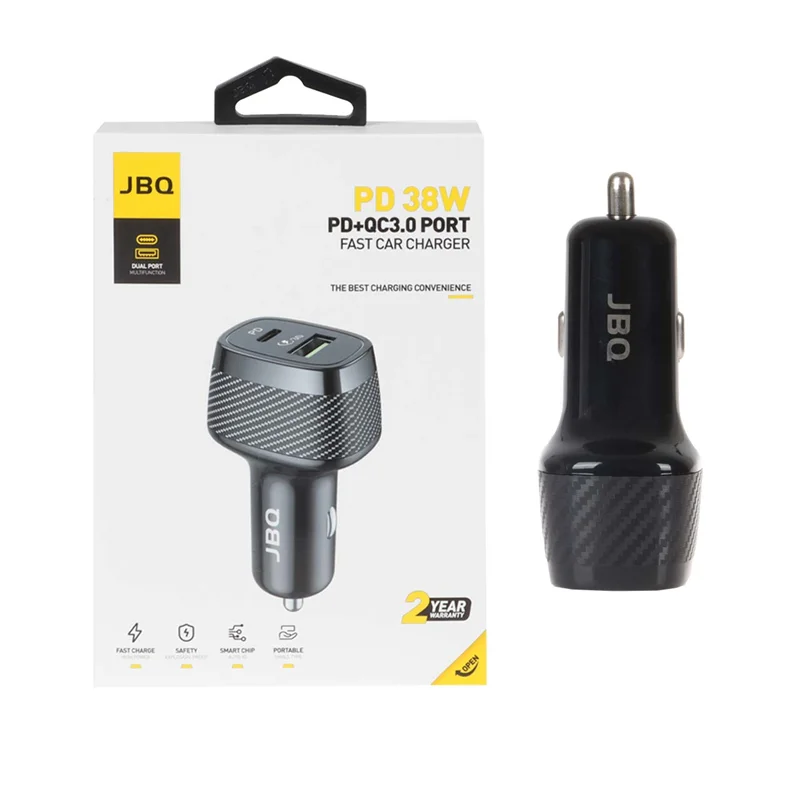شارژر فندکی فست و PD دو پورت JBQ مدل CC-7382 38W - مشکی (گارانتی یکساله رصاصی)