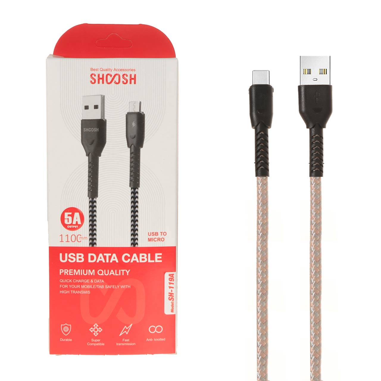 کابل شارژ 1.1 متری فست اندروید Shoosh مدل SH119A - چند رنگ - SMO