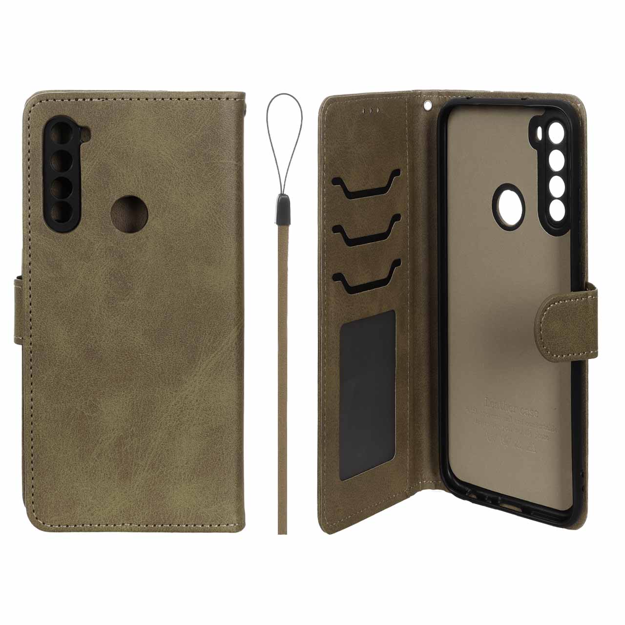 کیف موبایل مگنتی درجه یک داخل خز MNC Plus مدل Xiaomi Redmi Note 8 - سبز زیتونی