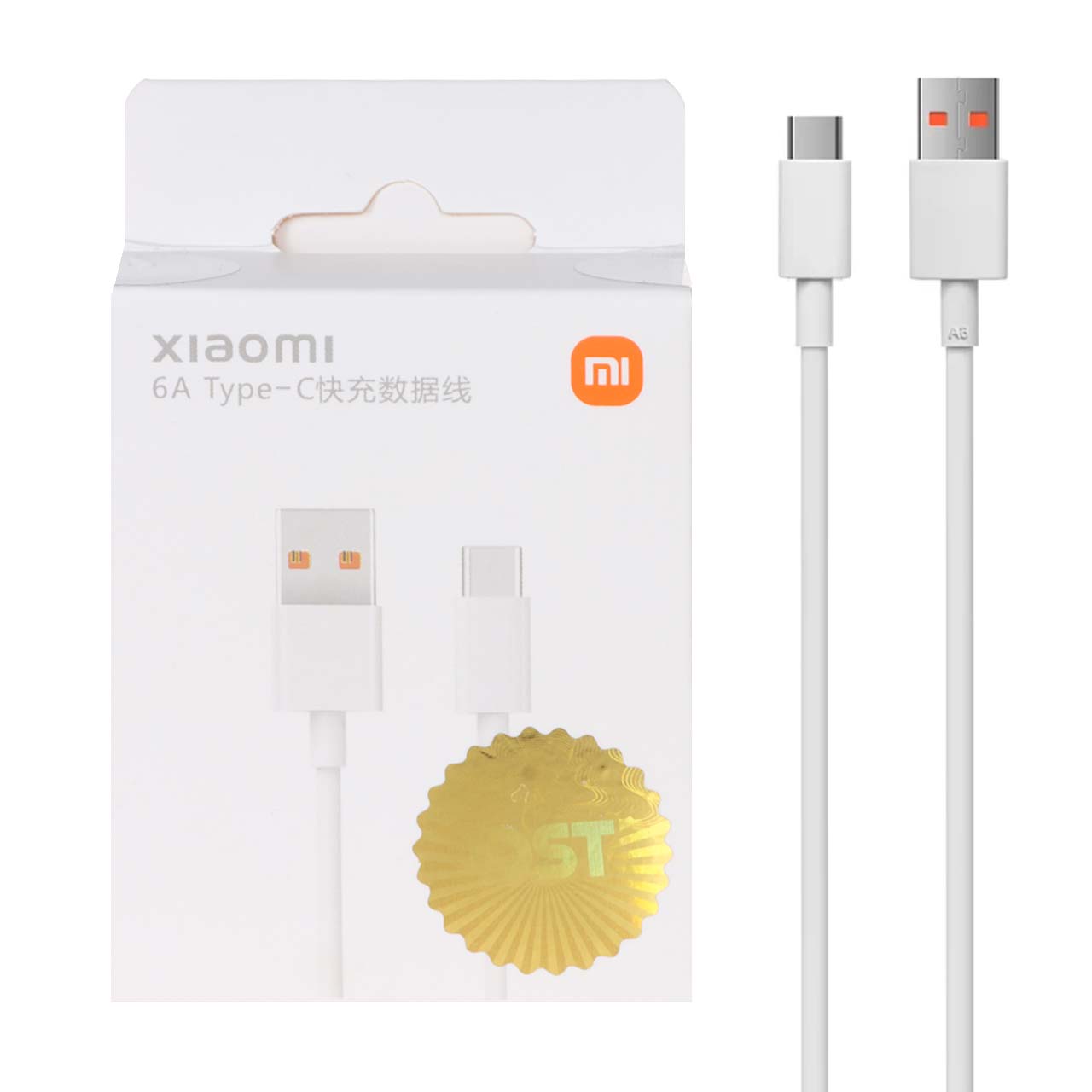 کابل شارژ فست 67W اصلی Xiaomi Type-C 6A  - سفید -DST (گارانتی شش ماهه شرکتی)
