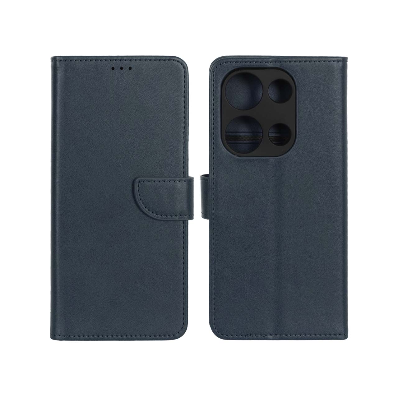 کیف چرمی موبایل مگنتی محافظ لنزدار Xiaomi Redmi Note 14S / Note 13 Pro 4G / M6 Pro 4G - سرمه ای