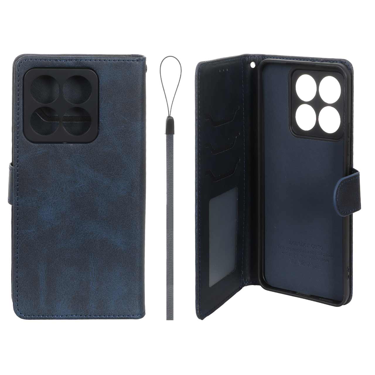 کیف موبایل مگنتی درجه یک داخل خز MNC Plus مدل Xiaomi Mi 14T - سرمه ای