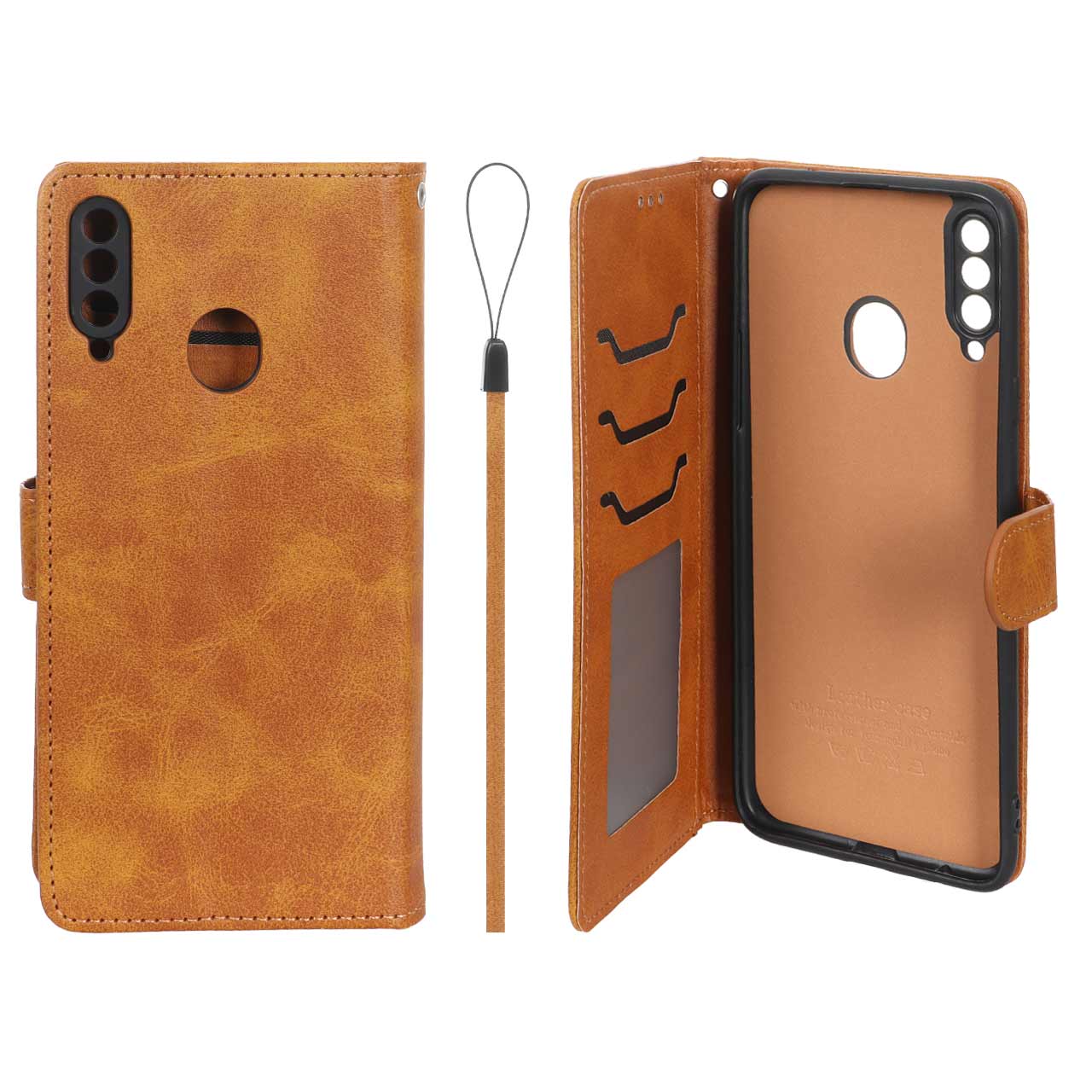 کیف موبایل مگنتی درجه یک داخل خز MNC Plus مدل Samsung Galaxy A20s - عسلی