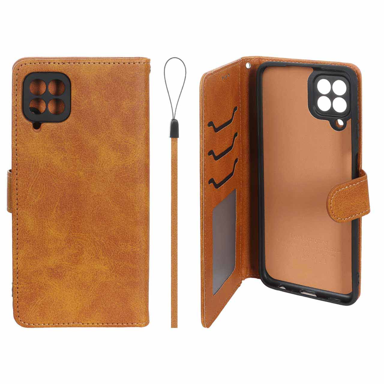 کیف موبایل مگنتی درجه یک داخل خز MNC Plus مدل Samsung Galaxy A22 4G / M32 4G / F22 - عسلی