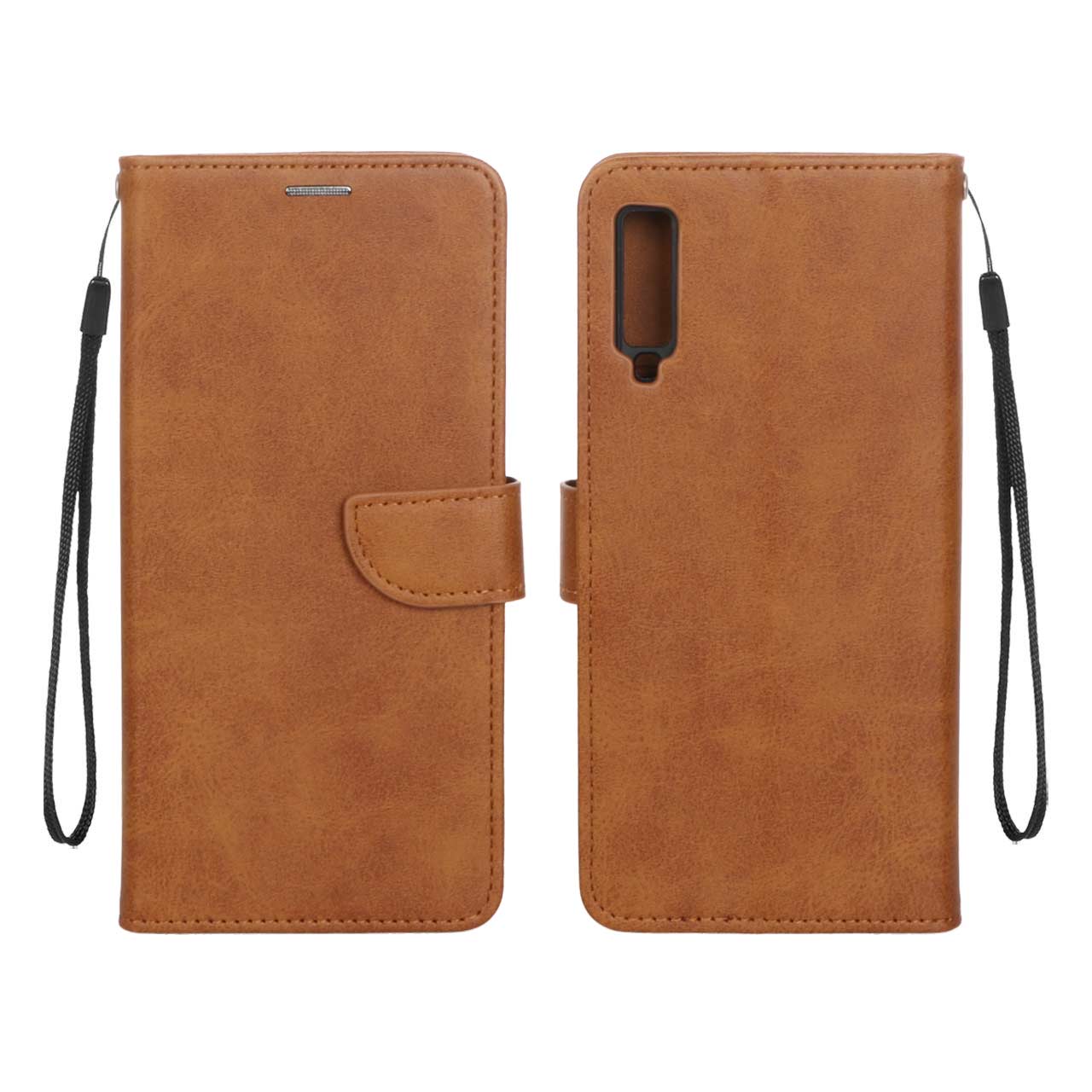 کیف چرمی موبایل مگنتی Samsung Galaxy A750 / A7 (2018) - عسلی