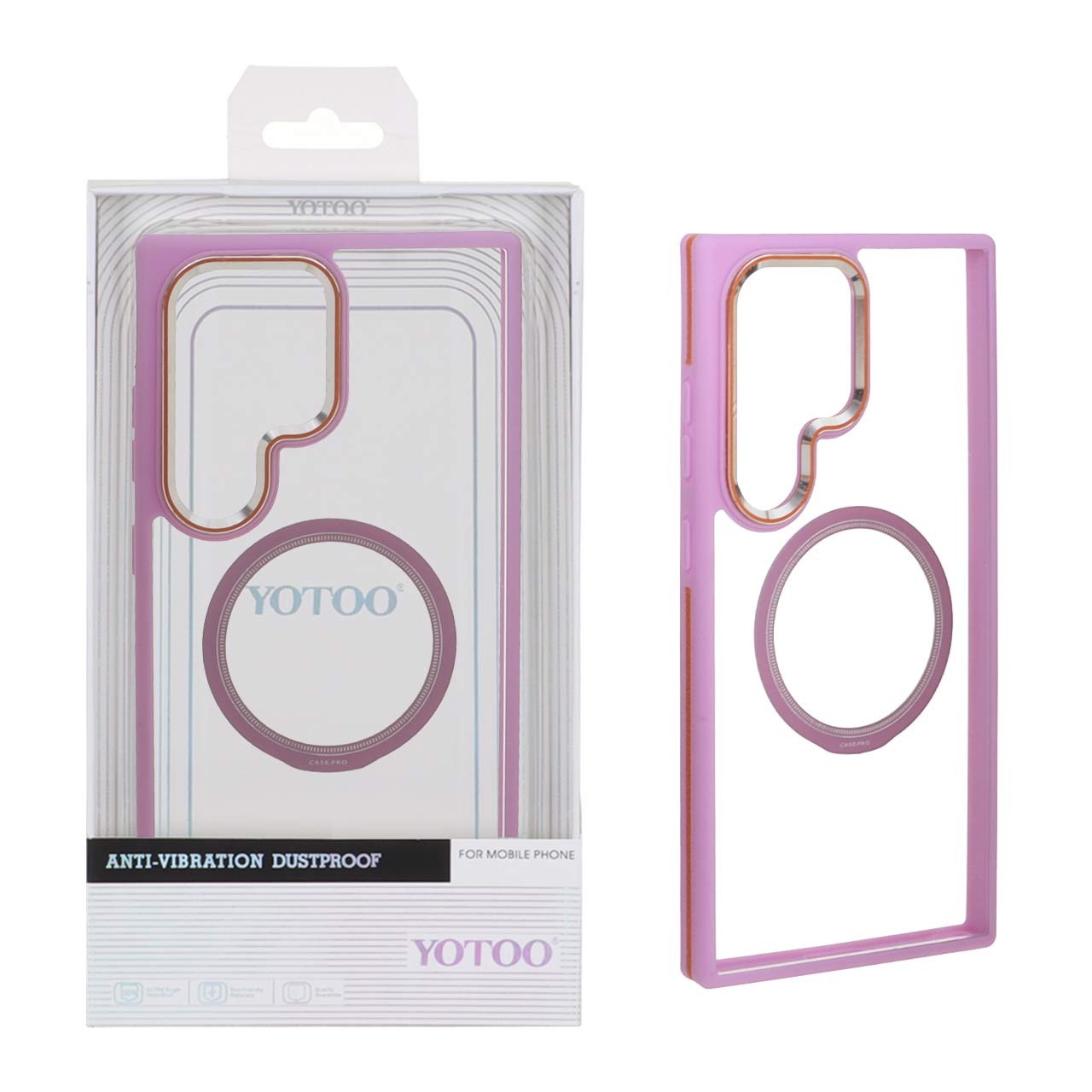 قاب اورجینال Yotoo شفاف MagSafe لنز فلزی Samsung Galaxy S24 Ultra - یاسی (پک دار) - NTC