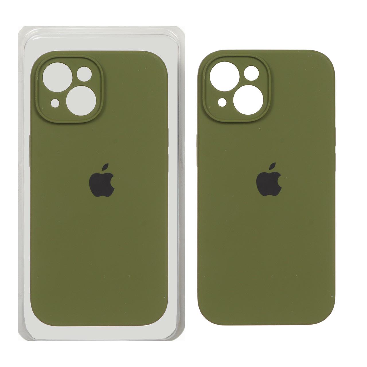 قاب سیلیکونی پاک کنی محافظ لنزدار اورجینال Apple iPhone 15 - سبز زیتونی (پک اصلی)