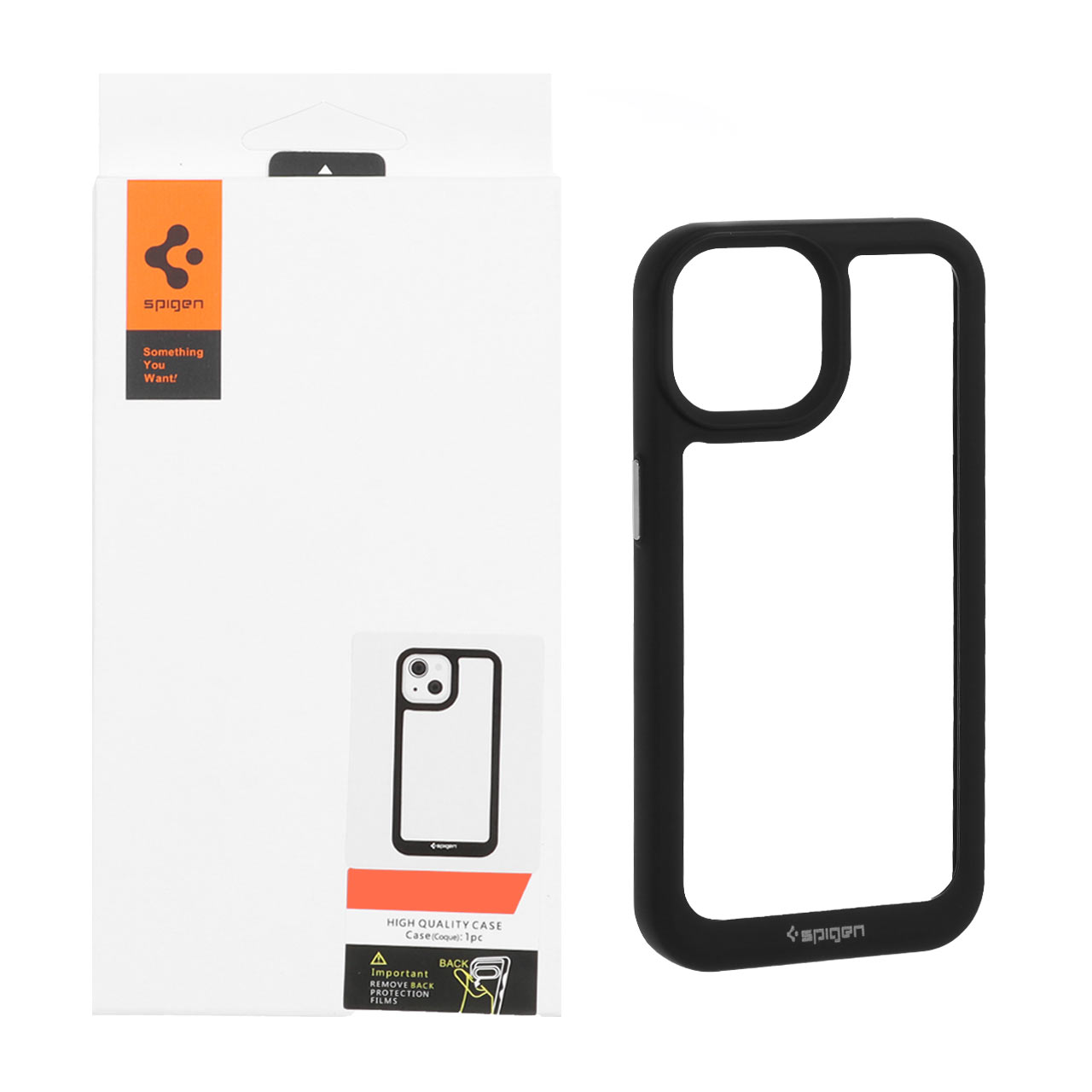 قاب اورجینال Spigen مدل Apple iPhone 15 / iPhone 14 / iPhone 13 - شفاف مشکی