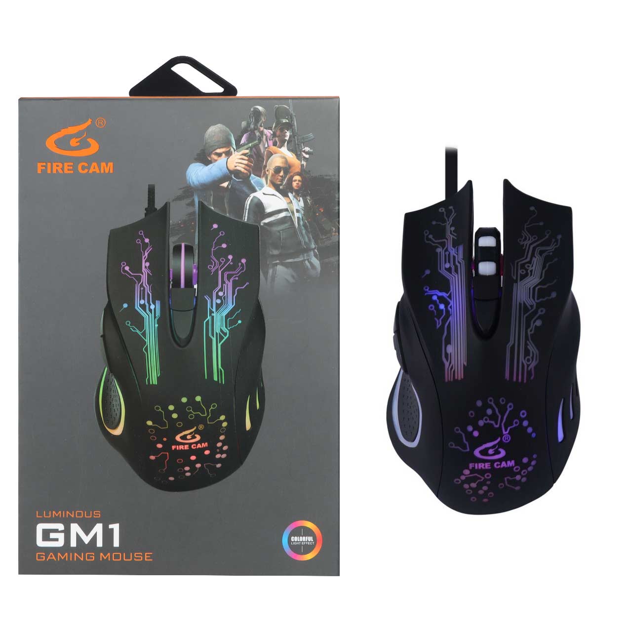 ماوس باسیم گیمینگ FireCam مدل GM1 - مشکی - RYL