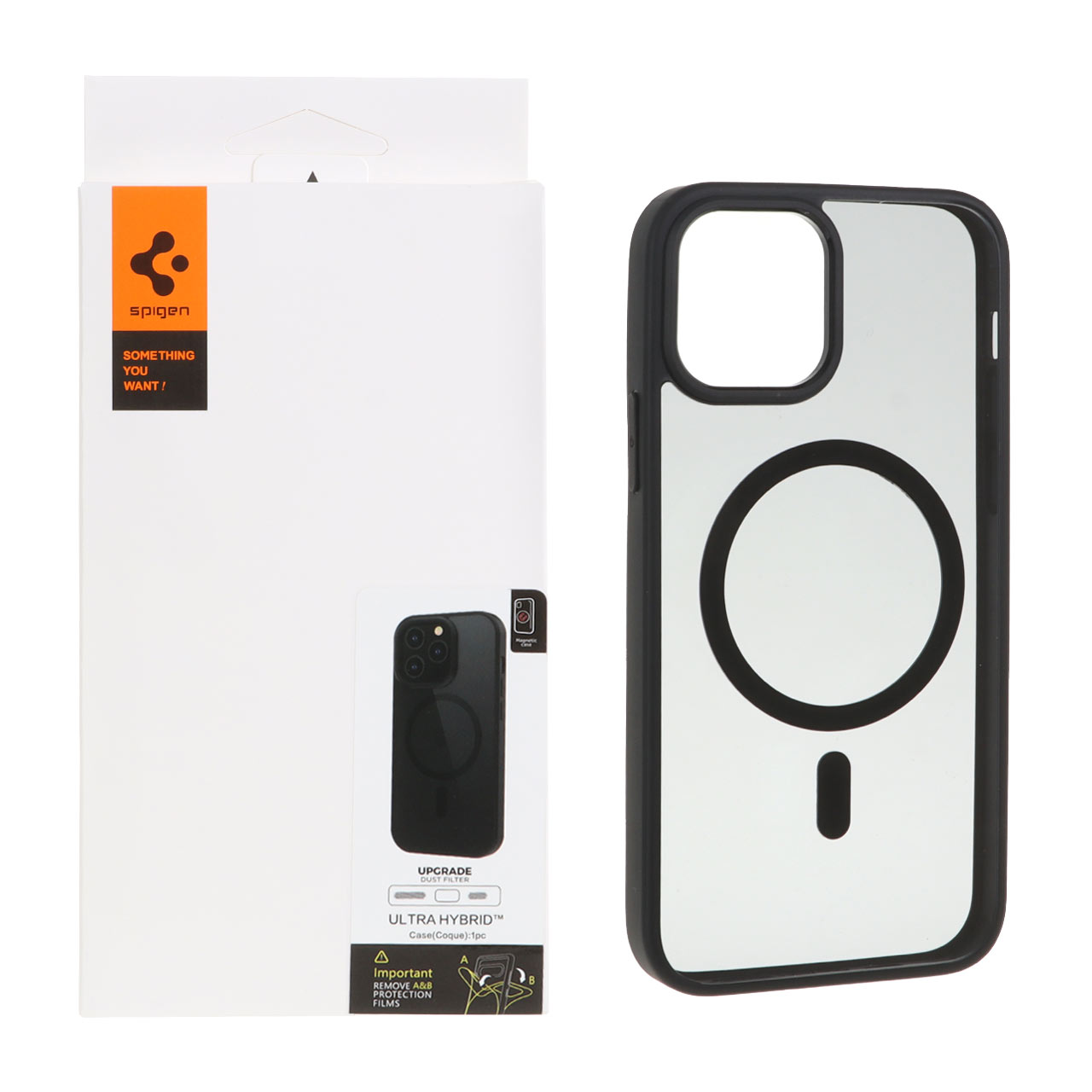 قاب اورجینال Magsafe Spigen با توری اسپیکر فلزی Apple iPhone 12 / iPhone 12 Pro - مشکی (پک دار)