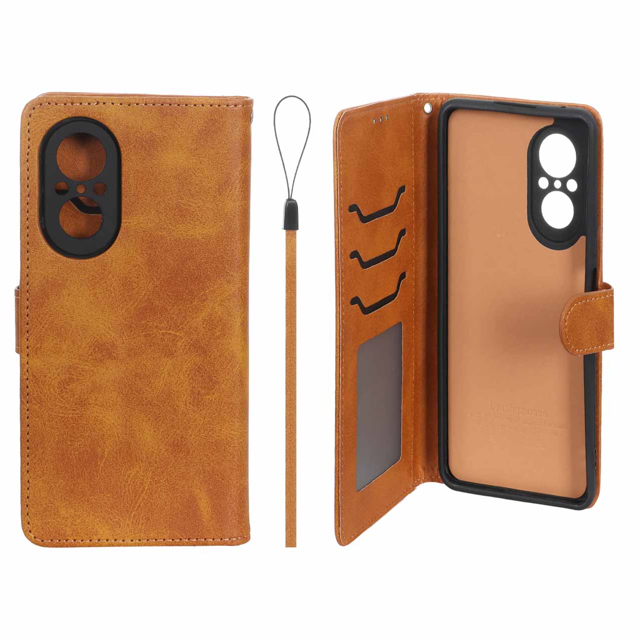 کیف موبایل مگنتی درجه یک داخل خز MNC Plus مدل Huawei Nova 9 SE - عسلی