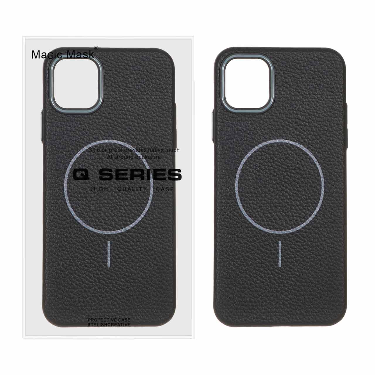 قاب اورجینال Magic Mask طرح چرم Magsafe مدل Apple iPhone 11 Pro Max - مشکی (پک دار)