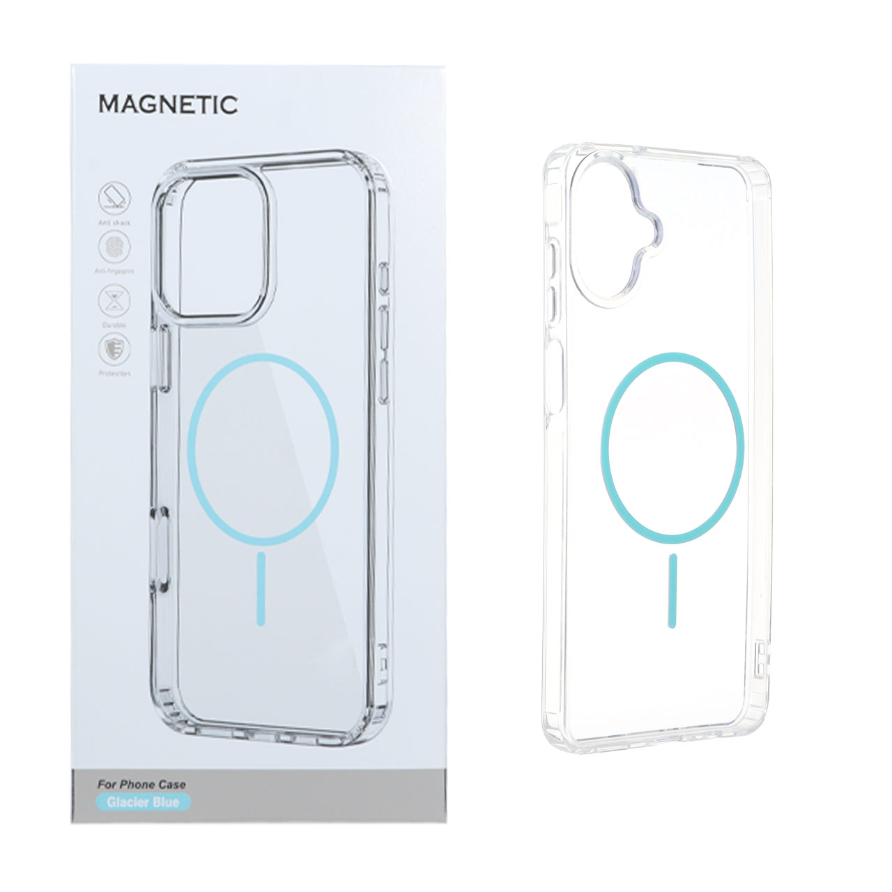 قاب اورجینال Magnetic دور ژله ای MagSafe مدل Samsung Galaxy A07 - آبی (پک دار)