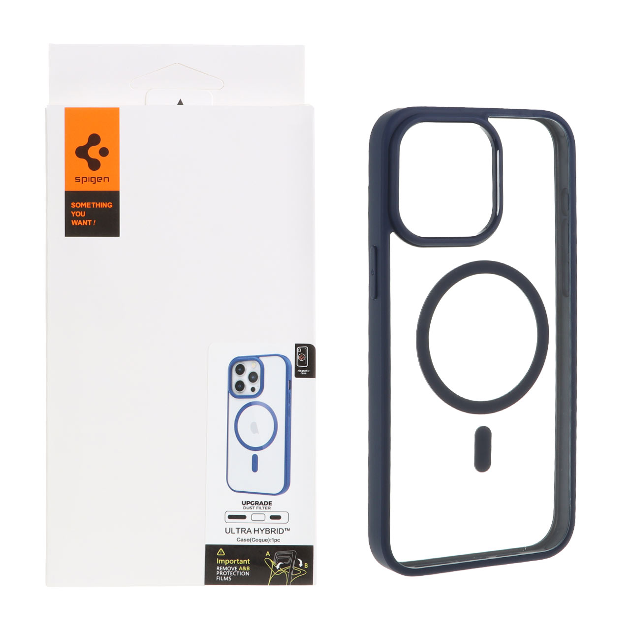 قاب اورجینال Magsafe Spigen با توری اسپیکر فلزی Apple iPhone 15 Pro Max - سرمه ای (پک دار)