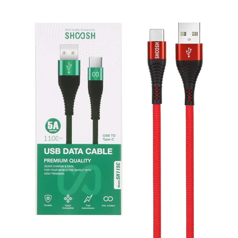 کابل شارژ 1.1 متری فست Shoosh Type-C مدل SH115C - قرمز - SMO