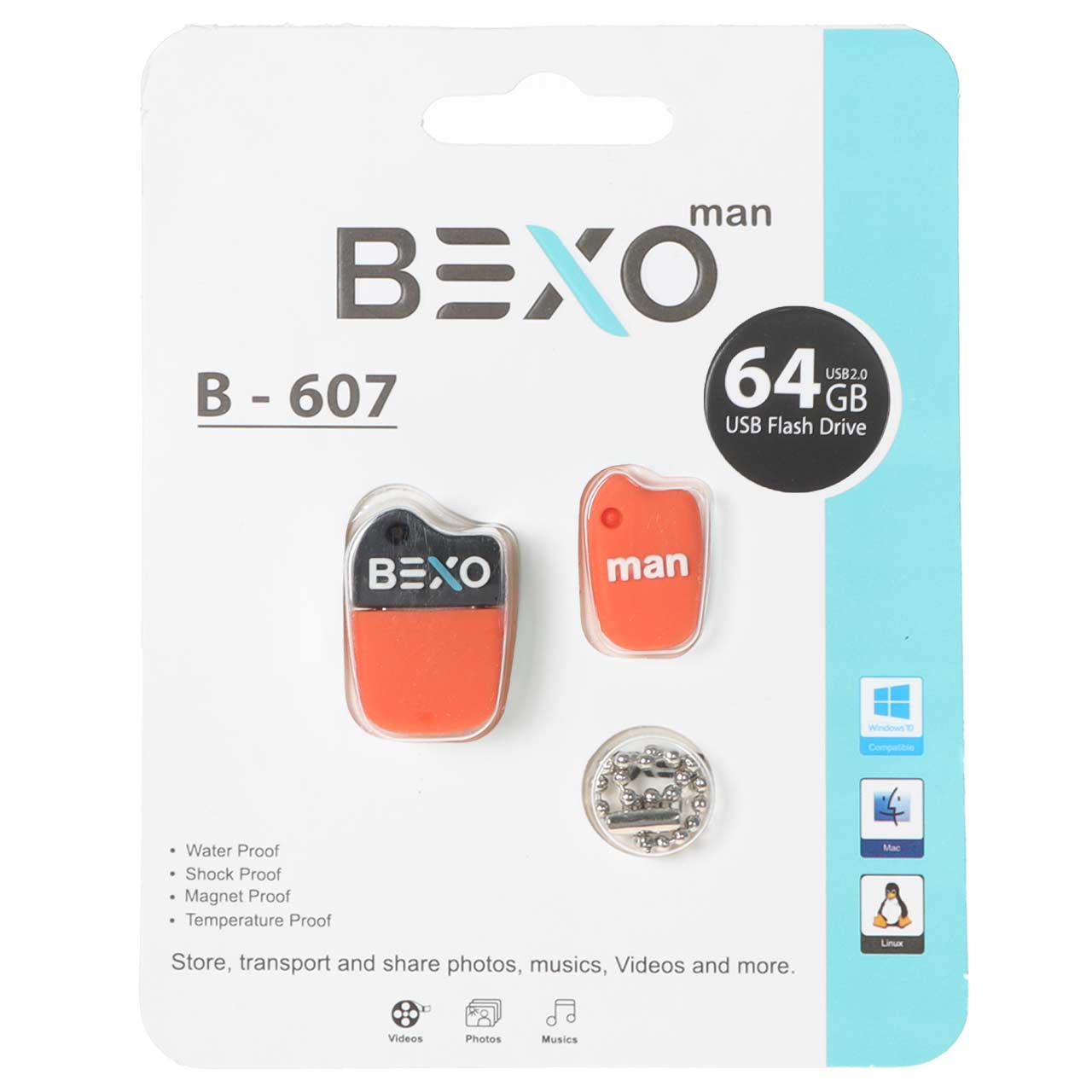 BEXO B-607 USB2.0 Flash Memory-64GB (گارانتی داده پردازی آواتک) نارنجی