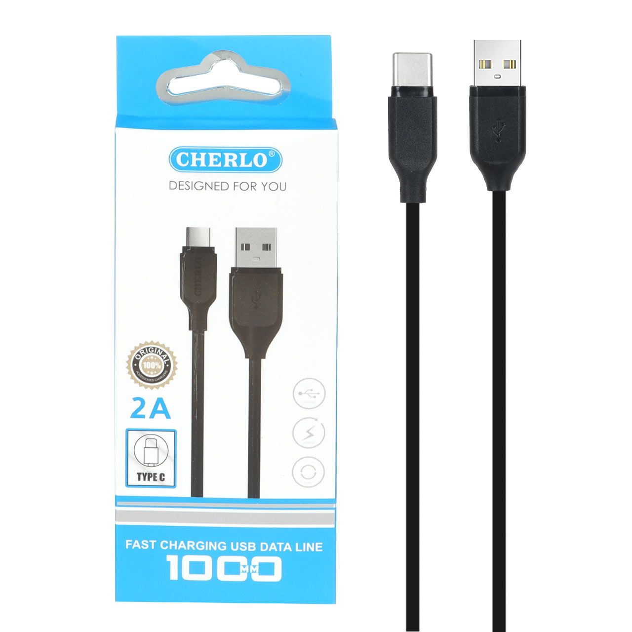 کابل شارژ CHERLO Type-C مدل CH-TC01 - مشکی - SMO