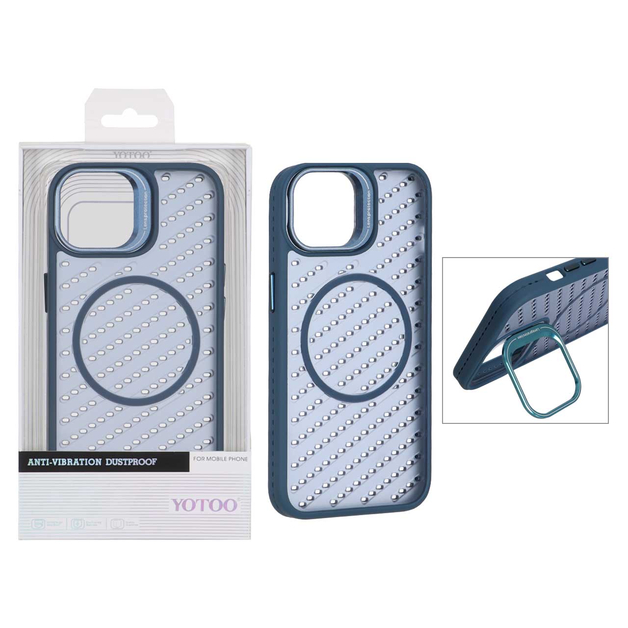 قاب اورجینال Yotoo مات MagSafe استندشو Apple iPhone 13 / iPhone 14 - سرمه ای (پک دار) - NTC