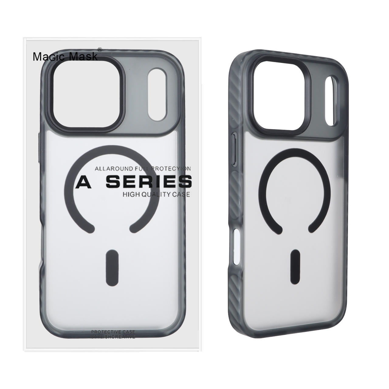 قاب Q Series مات Magsafe دور هاشور Apple iPhone 17 Pro Max - مشکی (پک دار)