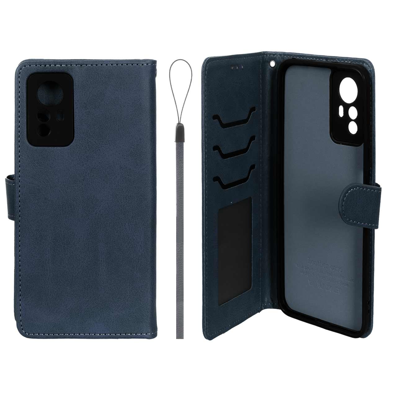 کیف موبایل مگنتی درجه یک داخل خز MNC Plus مدل Xiaomi Redmi Note 12S - سرمه ای