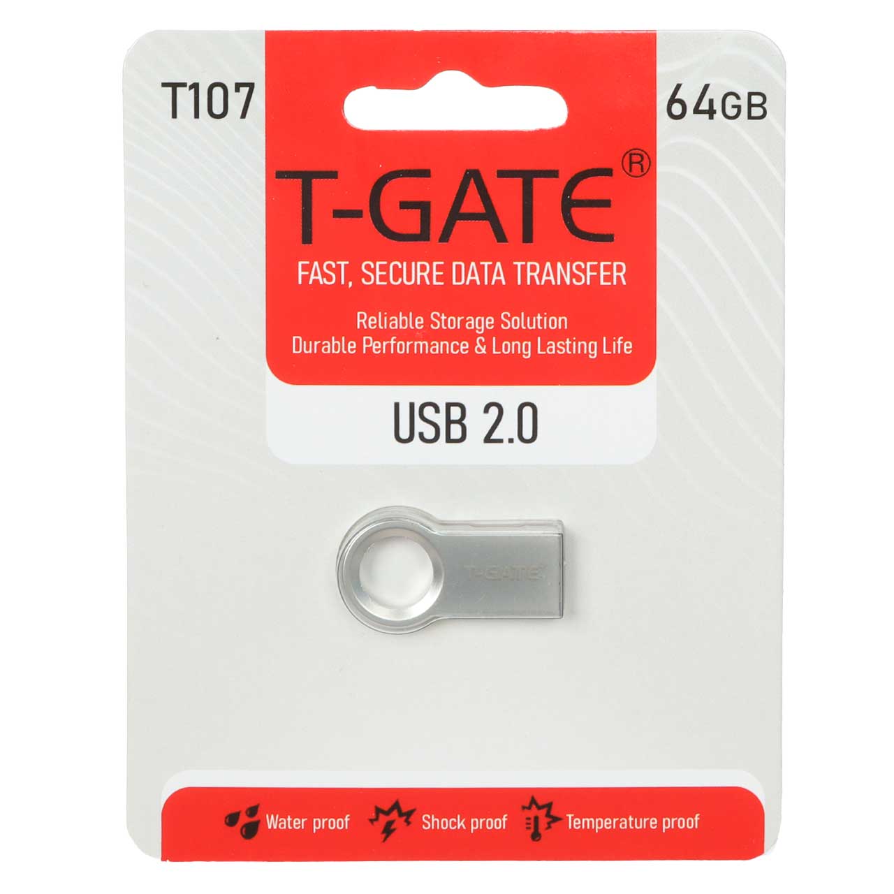 T-GATE T107 USB2.0 Flash Memory - 64GB - نقره ای (گارانتی آسان سرویس)