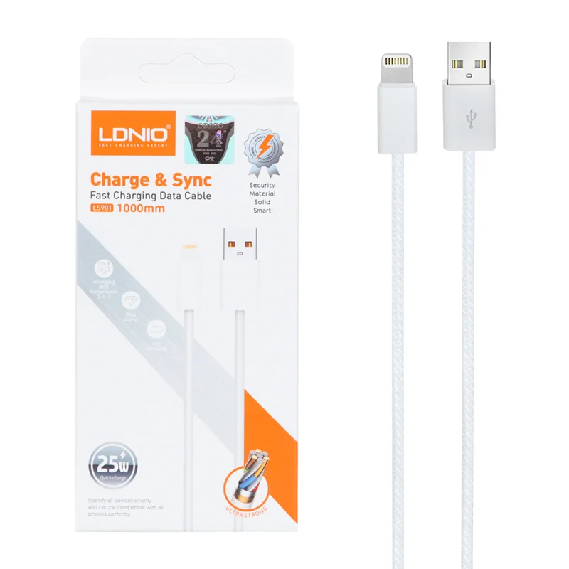 کابل شارژ فست آیفون LDNIO مدل LS901 - سفید