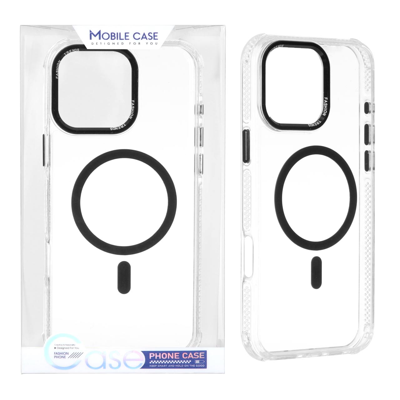 قاب اورجینال Fashion Trends شفاف پشت سخت MagSafe مدل Apple iPhone 16 Pro Max - مشکی (پک دار)