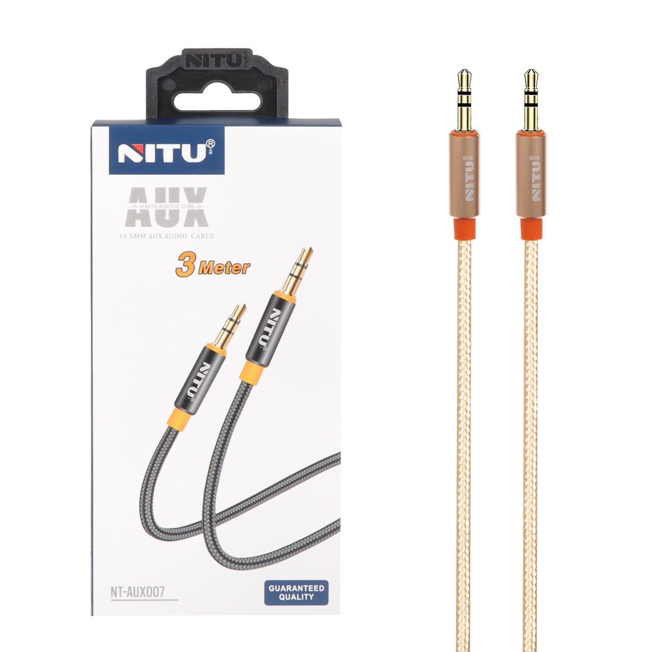 کابل 3 متری Nitu Aux مدل NT- Aux007 - طلایی