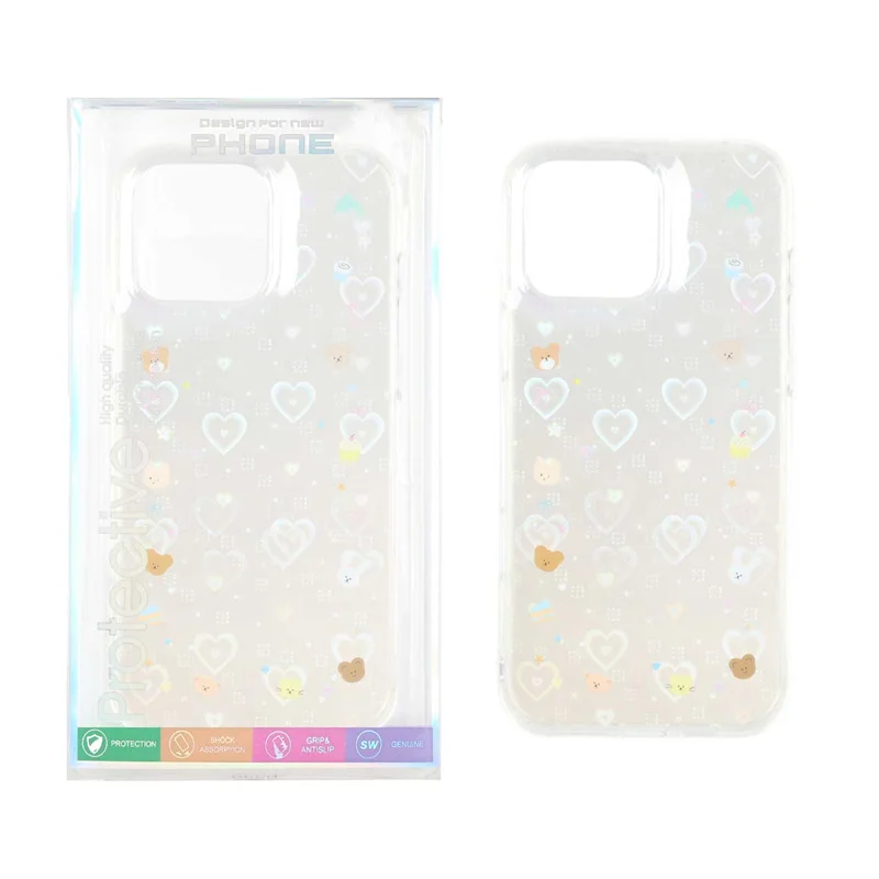 قاب هولوگرامی قلبی پشت سخت دور ژله ای Apple iPhone 16 Pro Max - طرح 98 (پک دار)