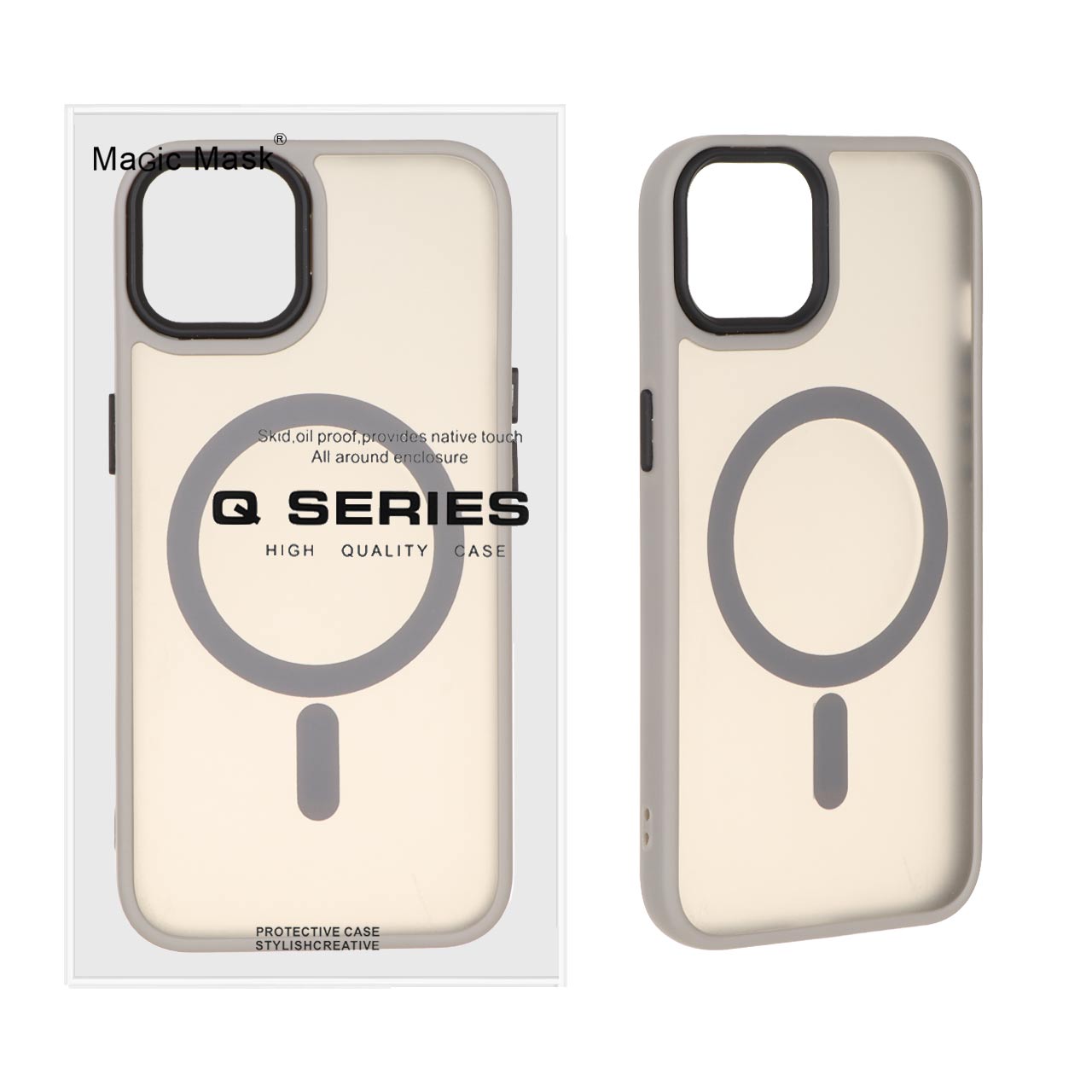 قاب اورجینال Magic Mask مات Magsafe بلک لنز Apple iPhone 13 / iPhone 14 - خاکستری (پک دار)