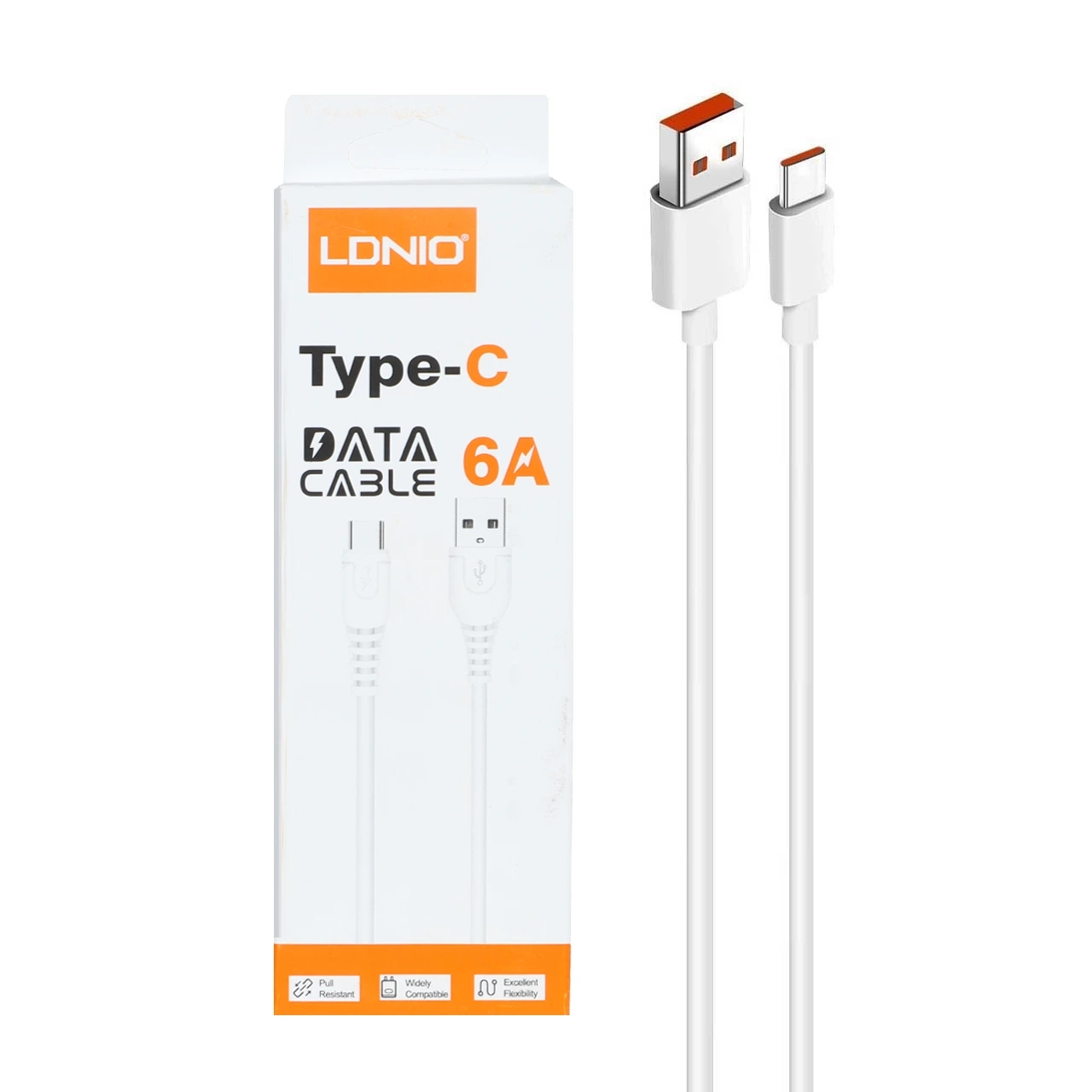 کابل شارژ فست LDNIO Type-C 6A - سفید - BSA