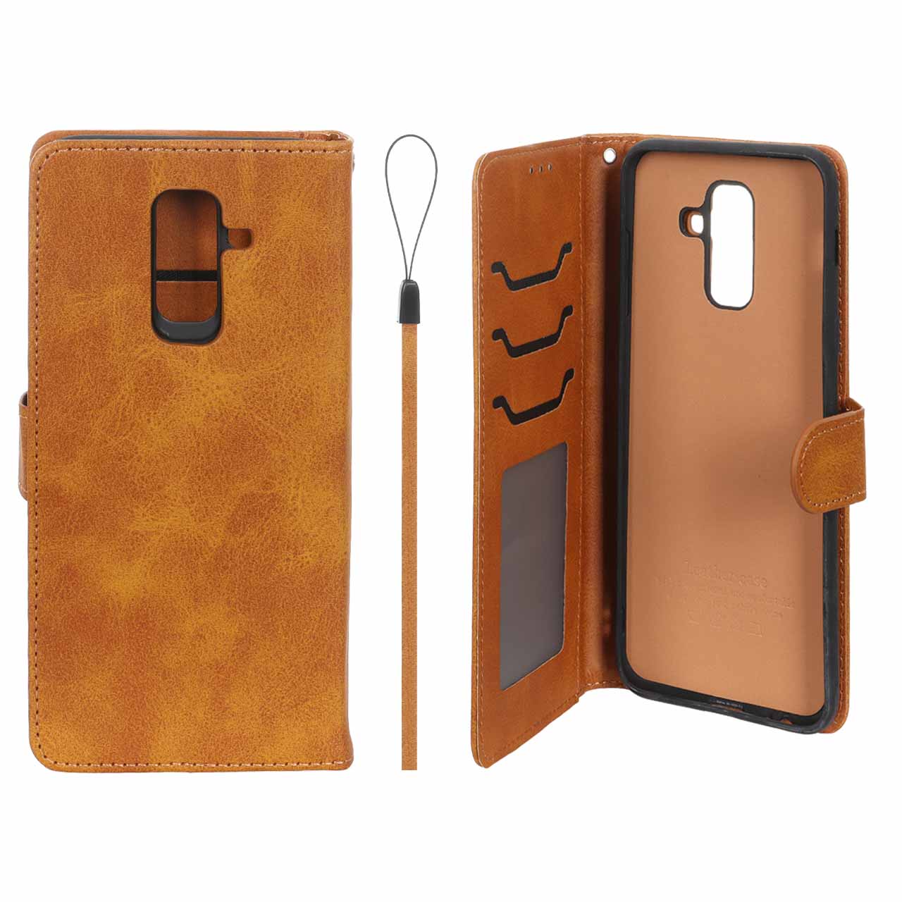 کیف موبایل مگنتی درجه یک داخل خز MNC Plus مدل Samsung Galaxy A6 Plus - عسلی