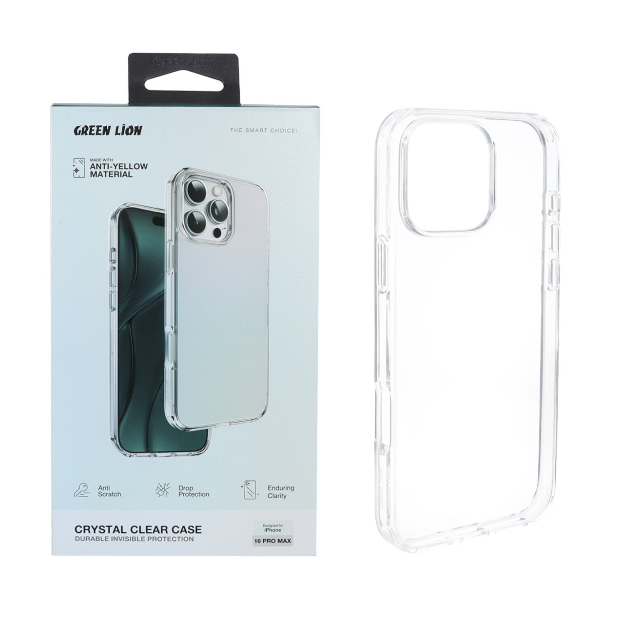 قاب اورجینال Green Lion پشت سخت Crystal Clear مدل SApple iPhone 16 Pro Max - شفاف (پک دار)