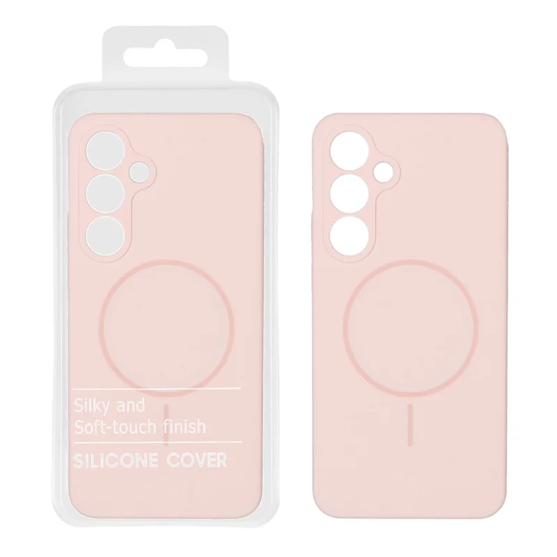 قاب سیلیکونی پاک کنی اورجینال Magsafe مدل Samsung Galaxy S24 FE - صورتی روشن (پک دار)