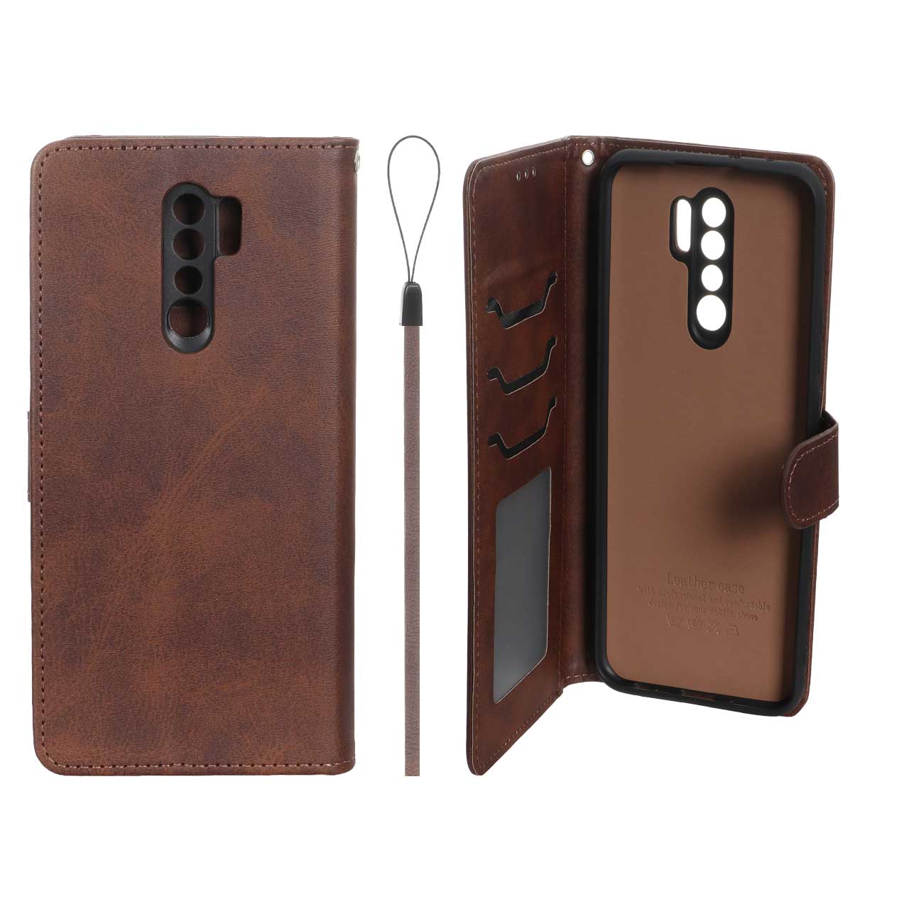 کیف موبایل مگنتی درجه یک داخل خز MNC Plus مدل Xiaomi Redmi 9 / Redmi 9 Prime / Poco M2 - قهوه ای