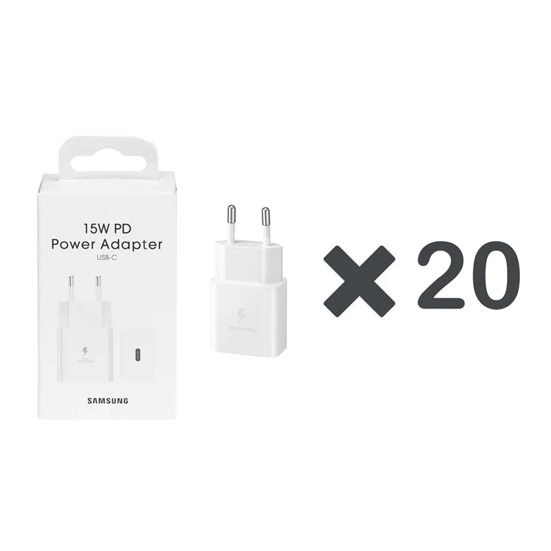 پک 20 عددی شارژر دیواری PD و فست تک پورت SAMSUNG Type-C مدل 15W - سفید - DST (گارانتی شش ماهه) - درجه یک