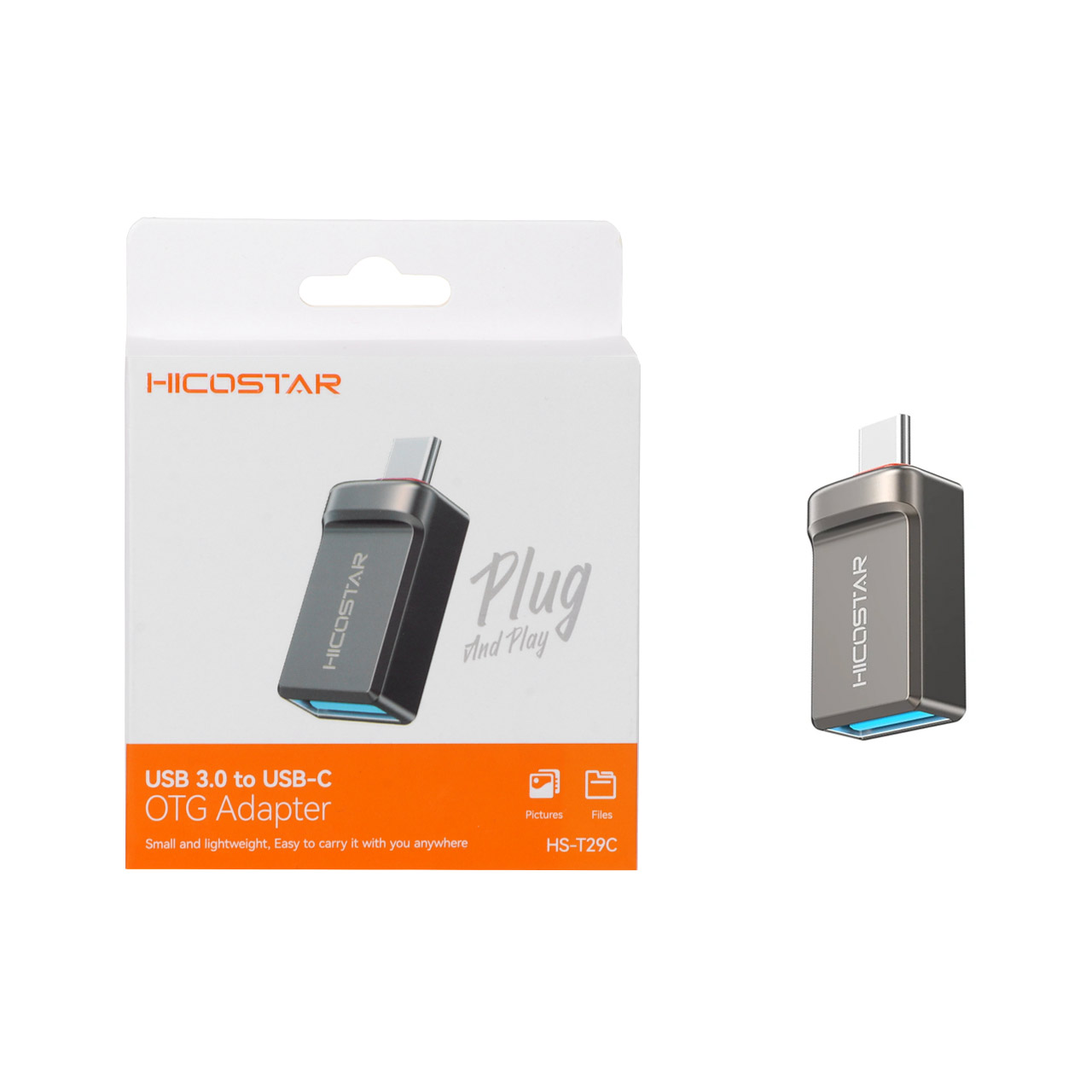 تبدیل Hicostar OTG Type-C TO USB3.0 مدل HS-T29C - مشکی
