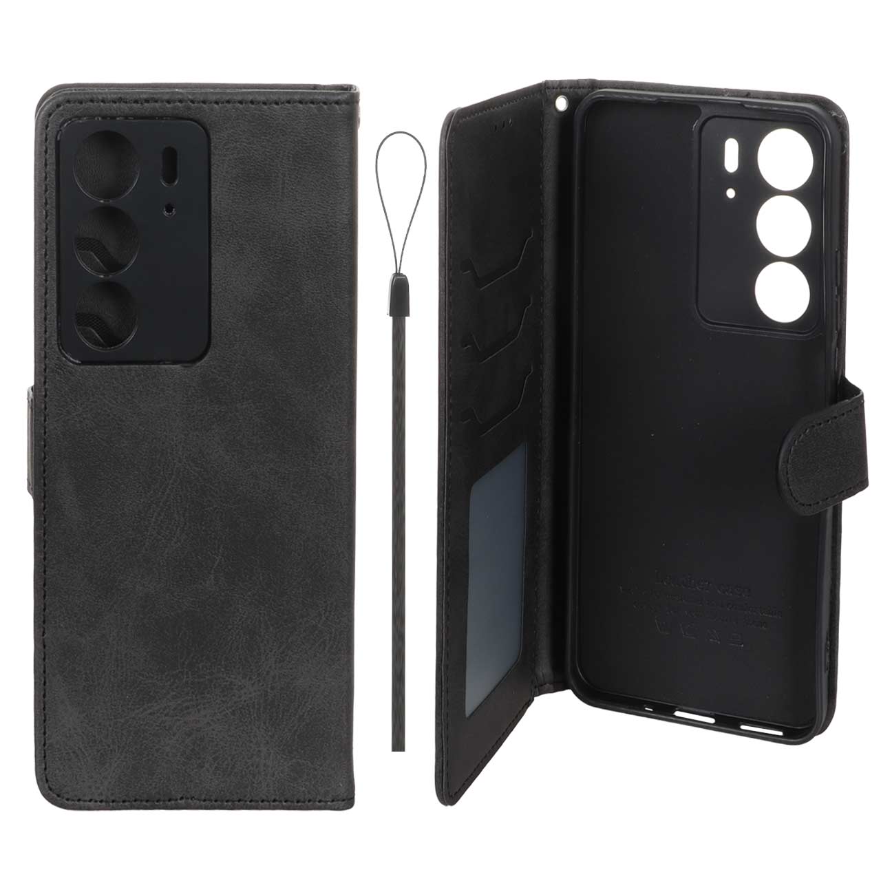 کیف موبایل مگنتی درجه یک داخل خز MNC Plus مدل Realme C75 - مشکی