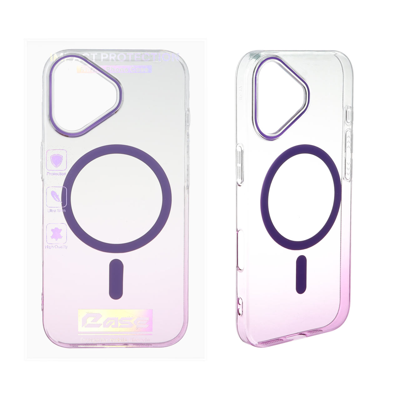 قاب اورجینال کریستالی دو رنگ Magsafe مدل Apple iPhone 17 - بنفش (پک دار)