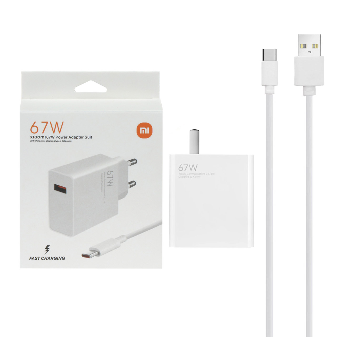 شارژر دیواری 67W فست تک پورت Xiaomi مدل MDY-12-ES به همراه کابل شارژ Type-C - سفید (گارانتی پارتیان پایا) درجه یک