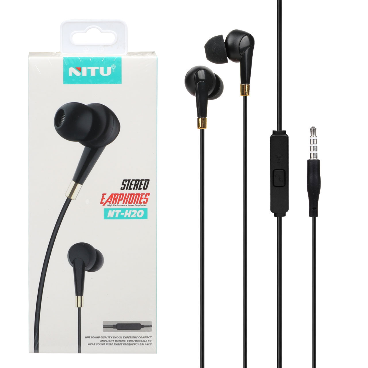 هندزفری با سیم NITU مدل H20 - مشکی