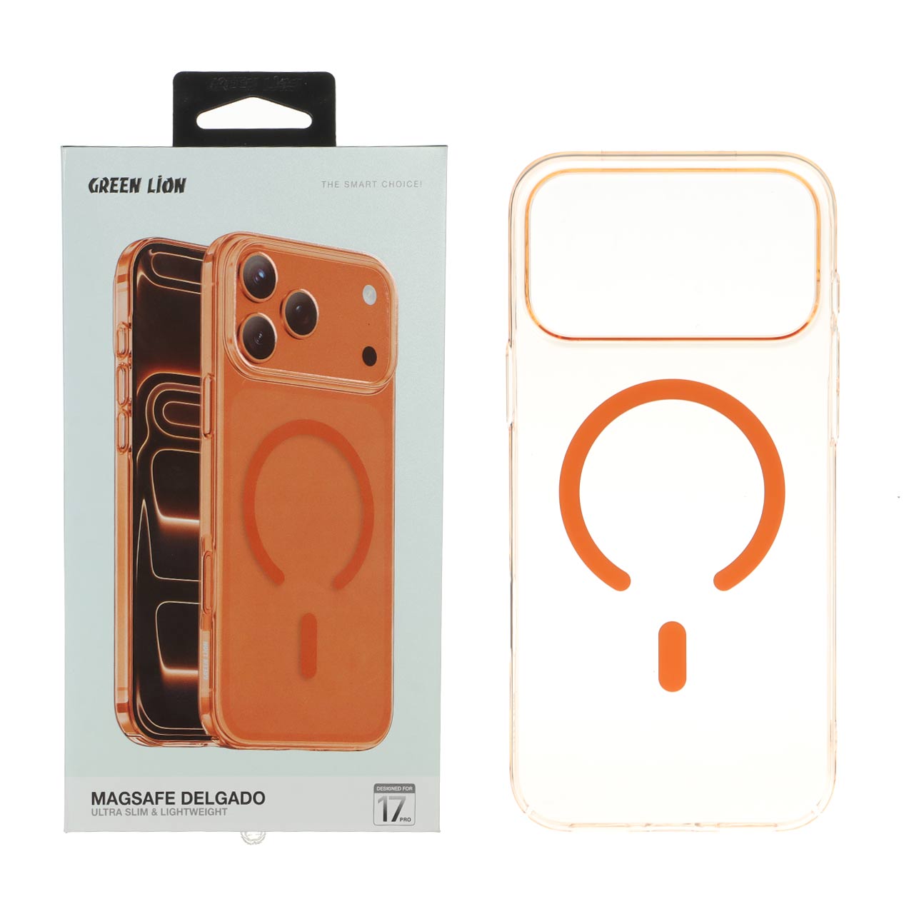 قاب اورجینال شفاف Green Lion Magsafe Delgado مدل Apple iPhone 17 Pro - نارنجی (پک دار)