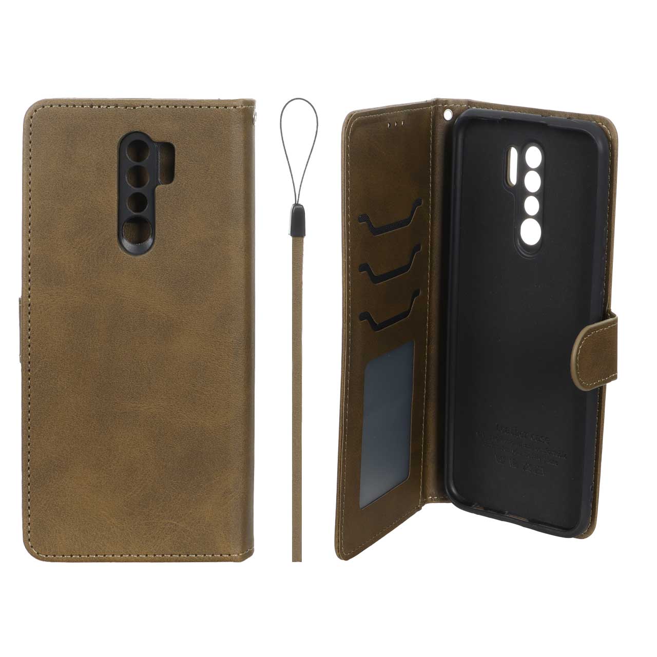 کیف موبایل مگنتی درجه یک داخل خز MNC Plus مدل Xiaomi Redmi 9 / Redmi 9 Prime / Poco M2 - سبز زیتونی