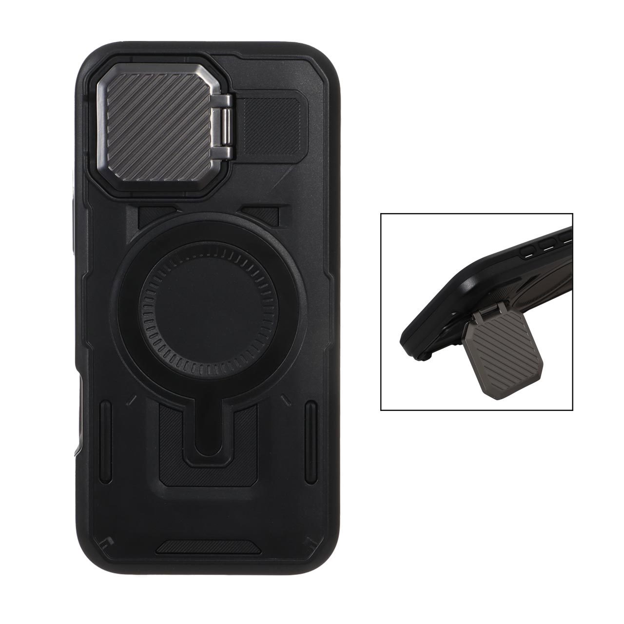 قاب Defender پشت سخت محافظ لنزدار فلزی مدل Apple iPhone 16 Pro Max - مشکی - NTC