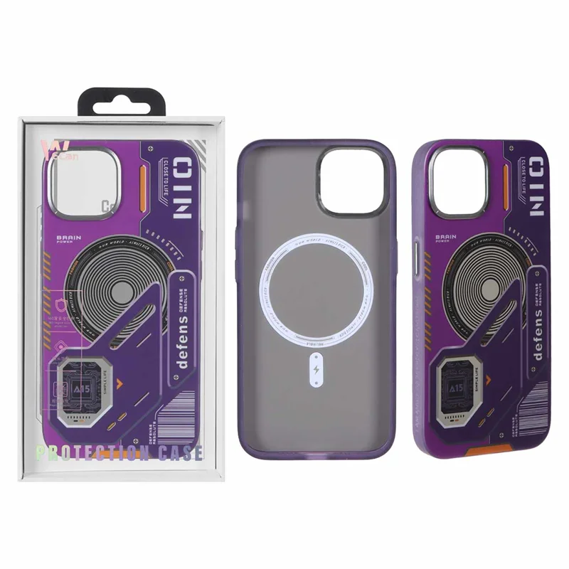 قاب Wecan طرح الکترونیک Defens مدل Apple iPhone 13 / iPhone 14 - بنفش (پک دار)